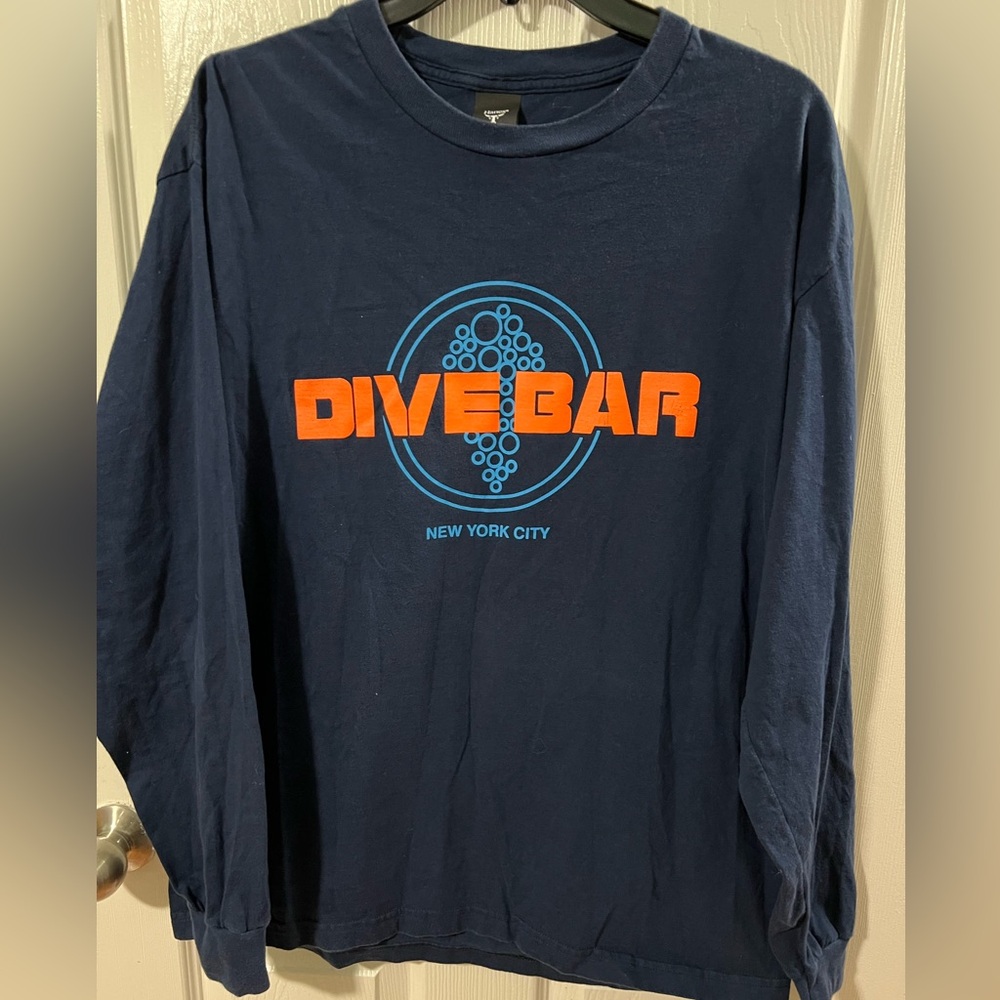 Men’s Hanes Beefy Dive Bar Navy blue Long Sleeve Tee